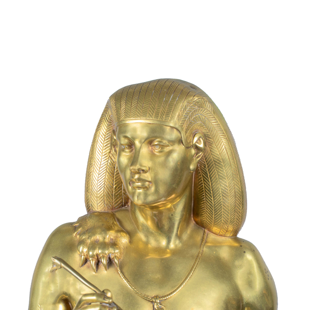 A FRENCH ANTIQUE GILT BRONZE FIGURE OF AN EGYPTIAN SCRIBE BY EMILE PICAULT