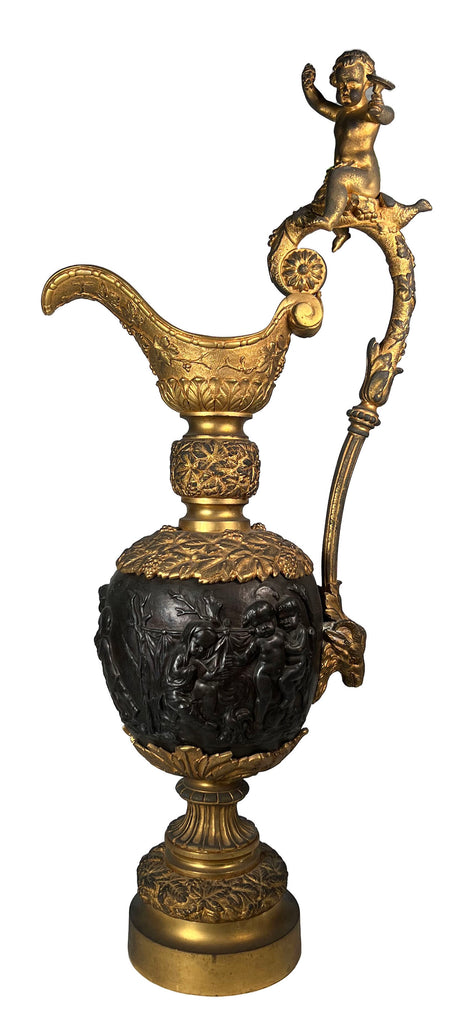A LARGE FRENCH GILT & PATINATED BRONZE EWER IN THE MANNER OF CLODION