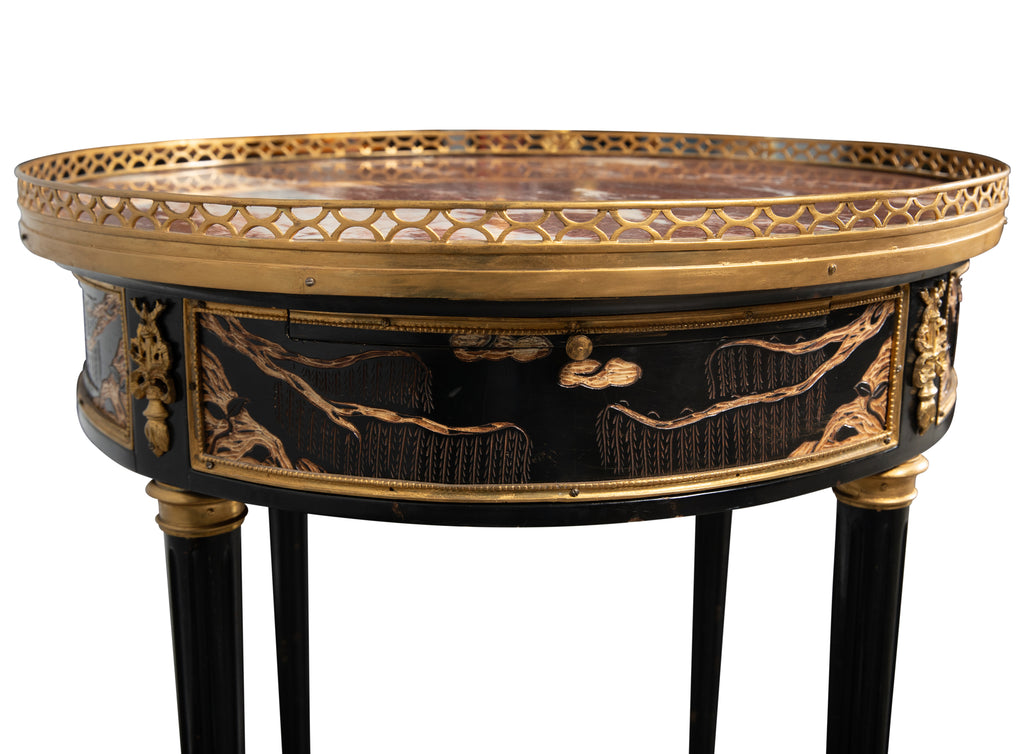 A LOUIS XVI STYLE ORMOLU MOUNTED AND CHINOISERIE OCCASIONAL TABLE, CIRCA 1900