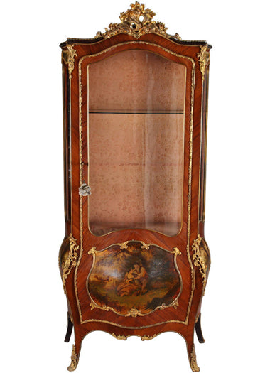 A FRENCH LOUIS XV STYLE ORMOLU MOUNTED & PAINTED VITRINE