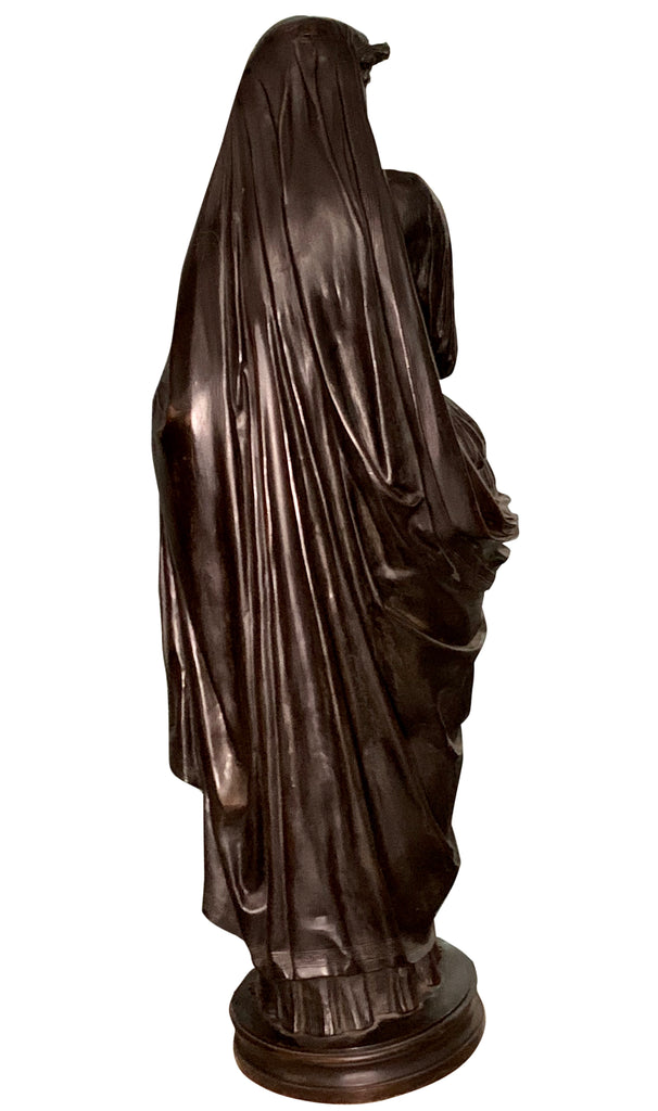 A LARGE FRENCH ANTIQUE PATINATED BRONZE SCULPTURE TITLED 'ANTIFONH'