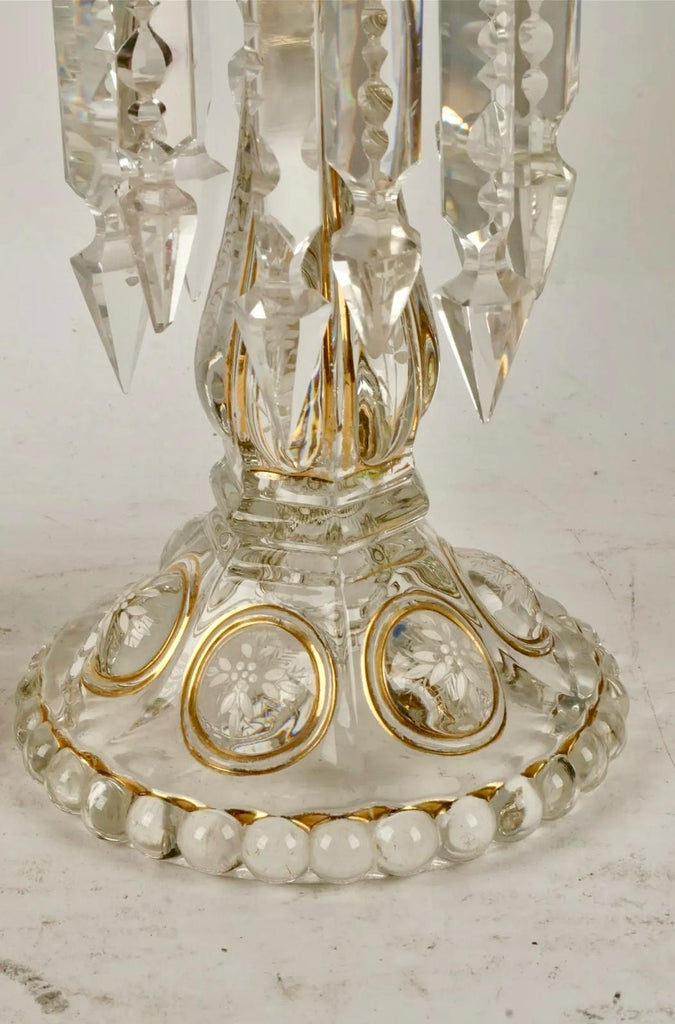 A TALL PAIR OF BACCARAT GLASS CUT CRYSTAL LUSTERS/ CANDLE HOLDERS, CIRCA 1900