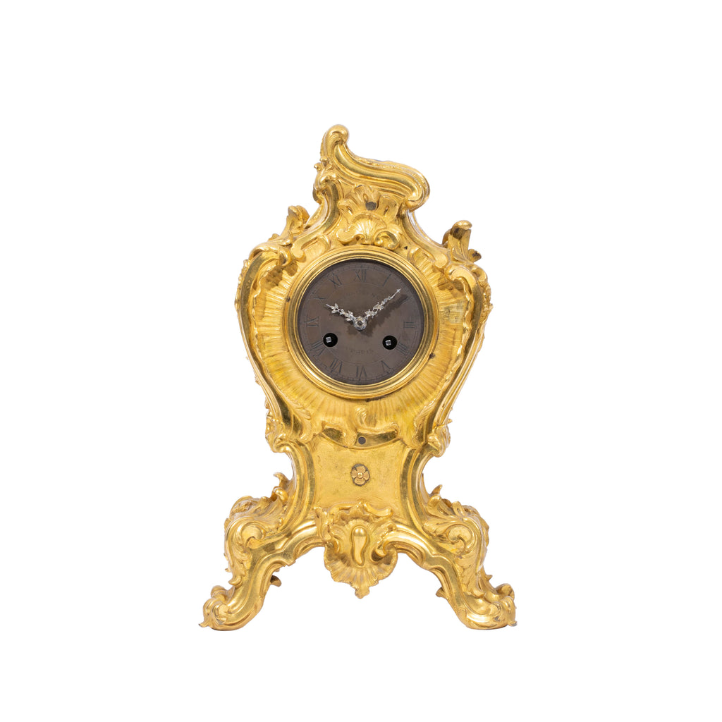 FRENCH LOUIS XV ORMOLU BRONZE CLOCK BY ETIENNE LE NOIR A PARIS, 18TH CENTURY