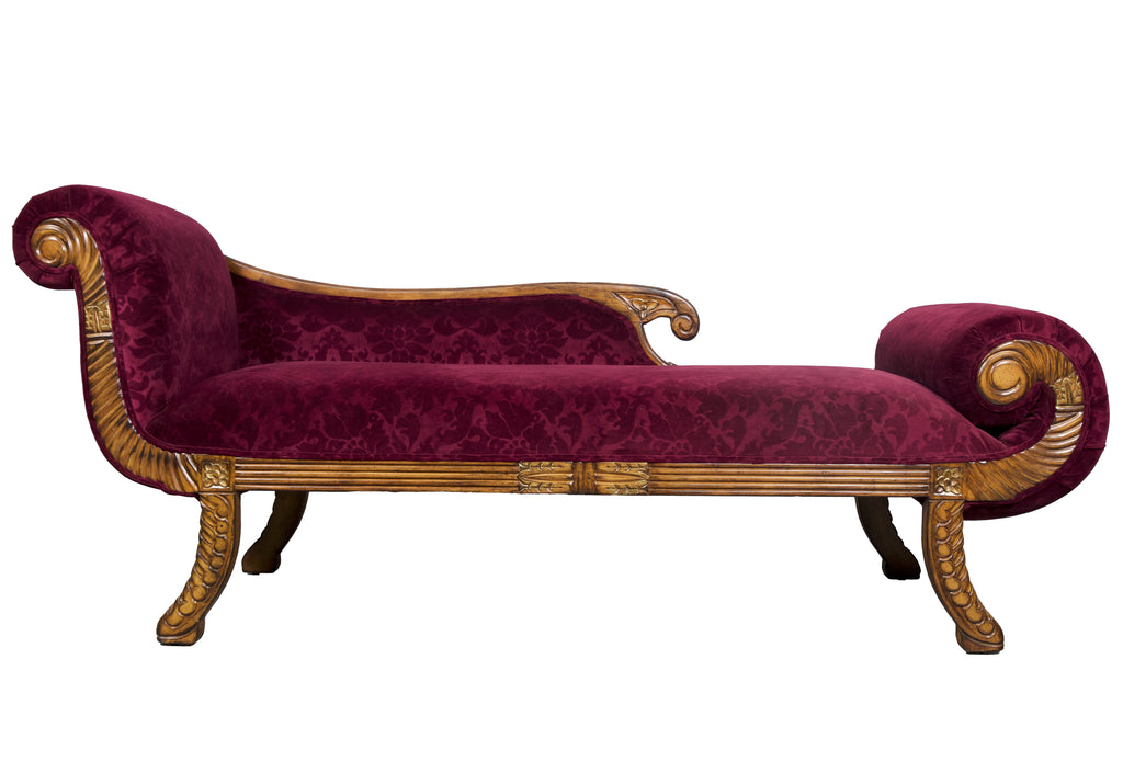 A REGENCY STYLE UPHOLSTERED LOUNGE SOFA DAY BED