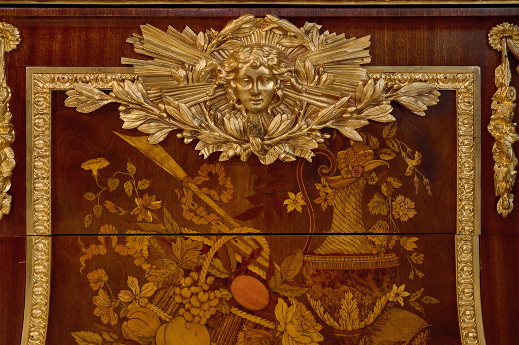 19th century French gilt-bronze mounted commode after the model by Jean-Henri Riesener