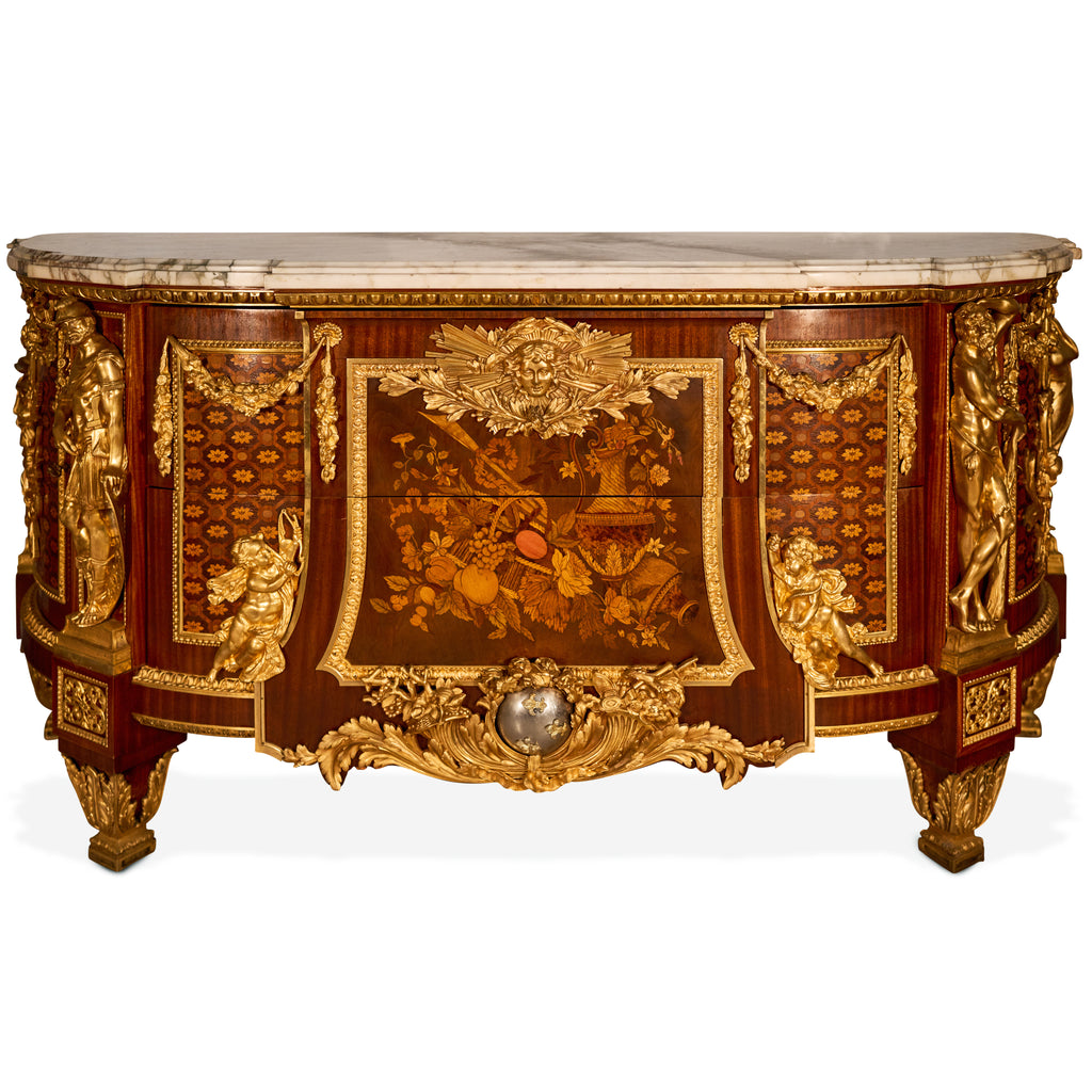 A 19th CENTURY FRENCH ORMOLU MOUNTED COMMODE AFTER JEAN-HENRI RIESENER