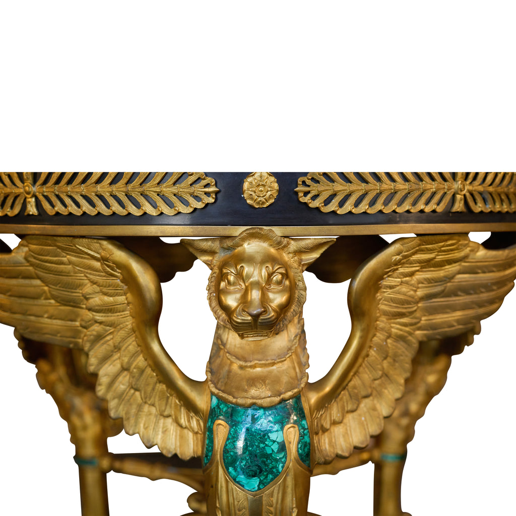 Large Empire Style Ormolu and Malachite Center Table