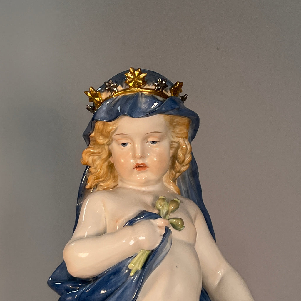 A LARGE PAIR OF MEISSEN PORCELAIN FIGURES EMBLEMATIC OF NIGHT AND DAY