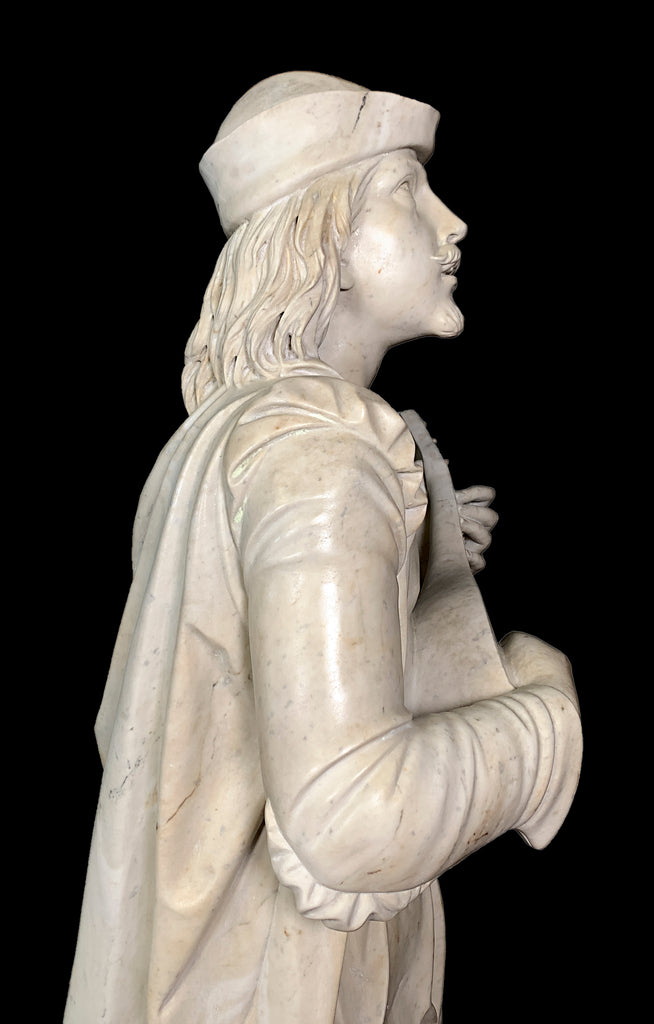 'Romeo and Juliet' - a pair of antique italian marble figures