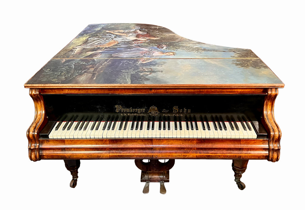 19th century Austrian hand painted Promberger & Son grand piano