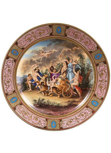 An Antique Austrian Hand Painted Royal Vienna Style Charger With Tigers