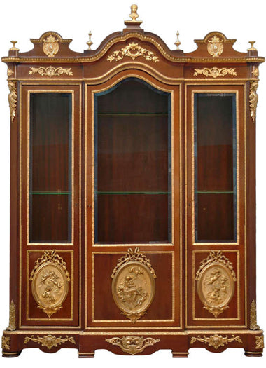 French Ormolu Mounted Vitrine with 3 oval plaques
