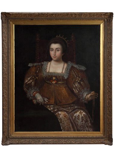 17th Century Spanish Oil on Canvas Depicting a Queen