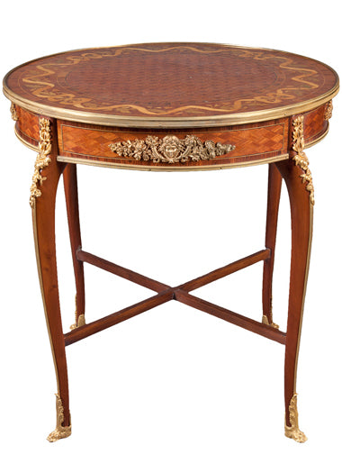 French Marquetry Center Table attributed to Francois Linke