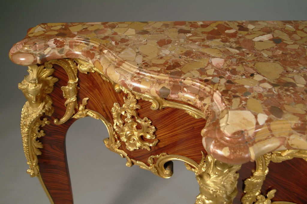 A French Louis XV Style Ormolu Mounted King-Wood Console Table