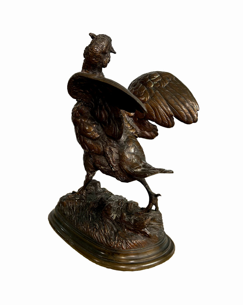 Bronze Sculpture of a grouse by Alfred Barye