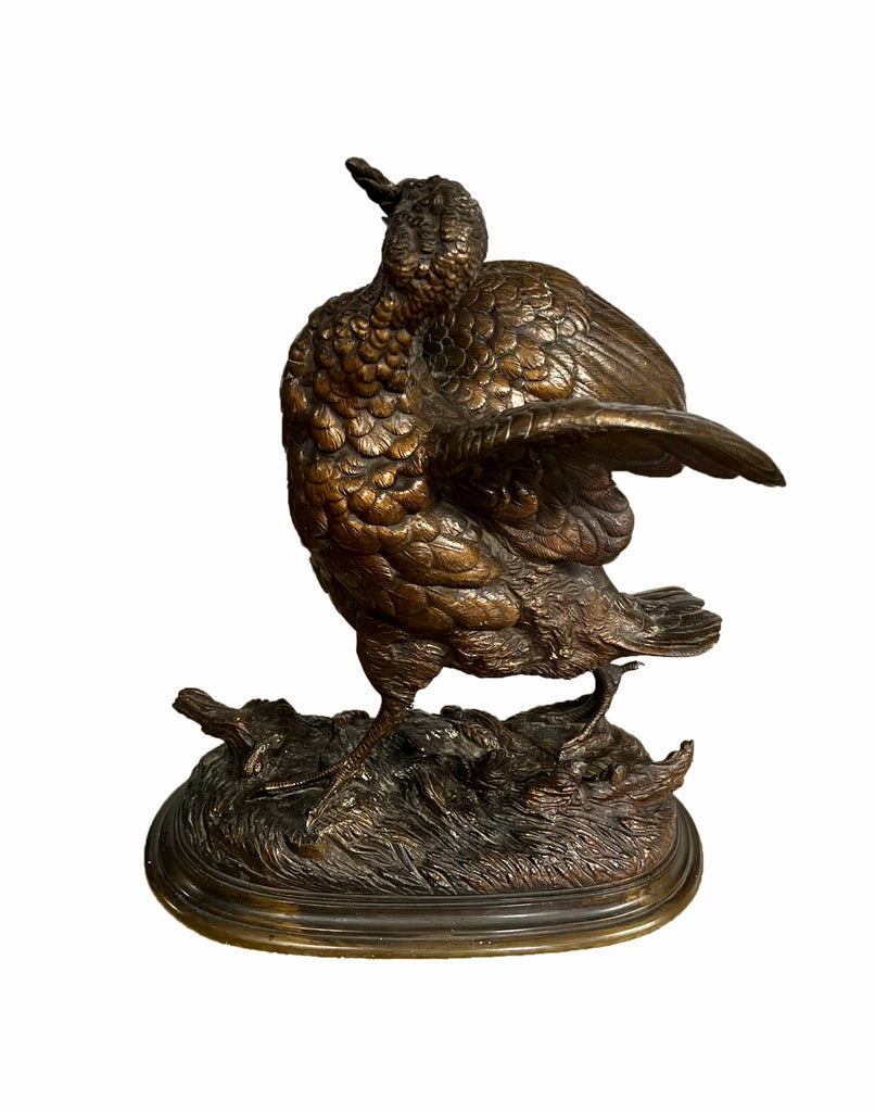 Bronze Sculpture of a grouse by Alfred Barye
