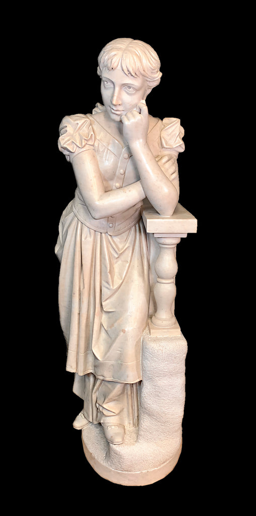 'Romeo and Juliet' - a pair of antique italian marble figures