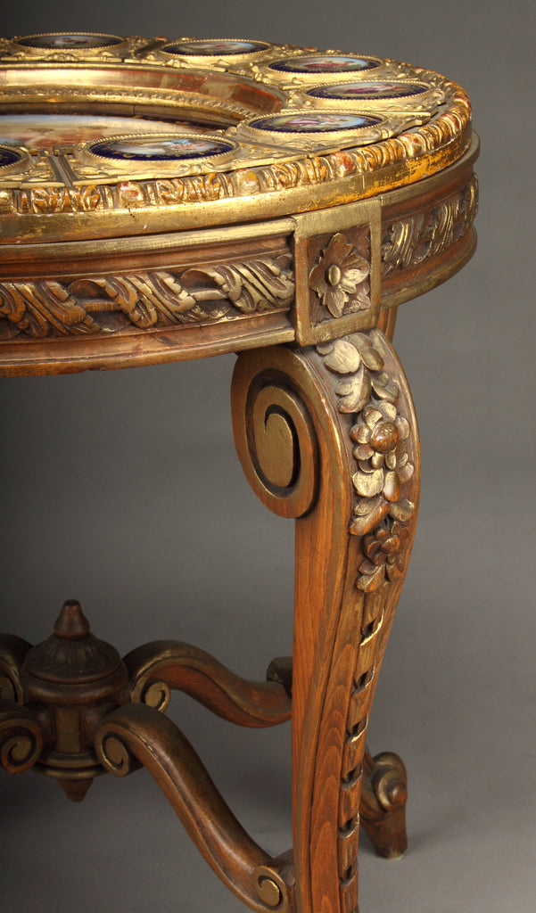 19th century Royal Vienna style  porcelain mounted wood table