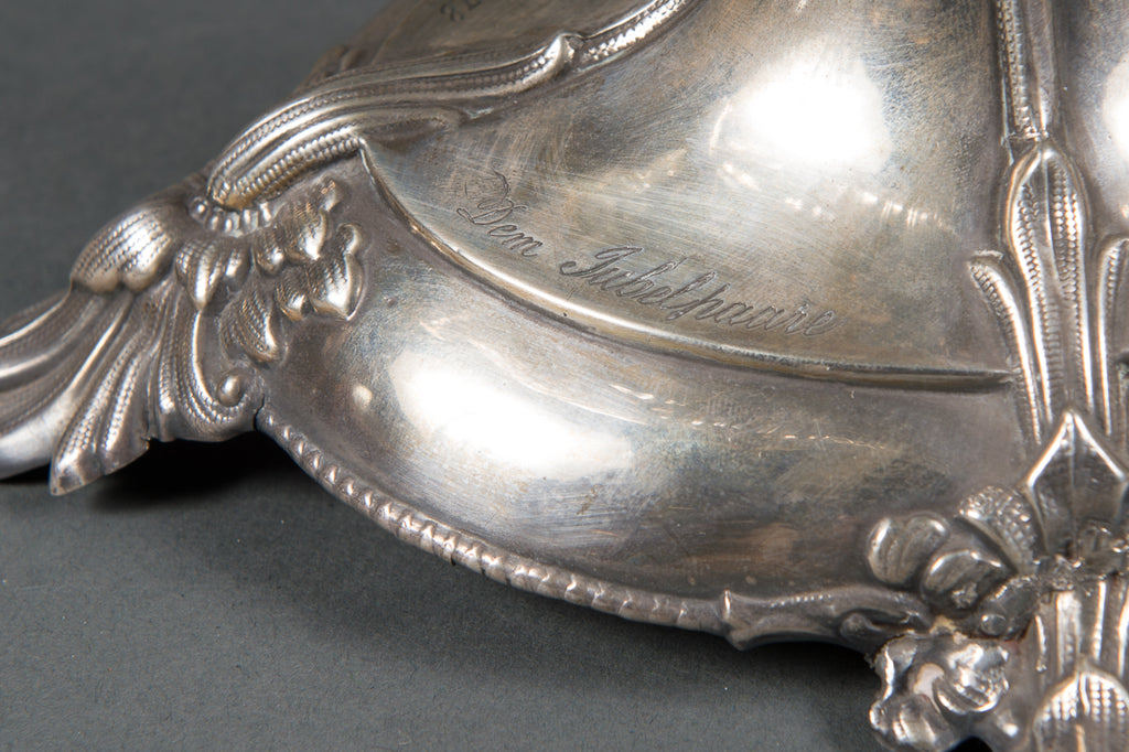 An Antique Continental Sterling Silver and Cut Glass Jardinière