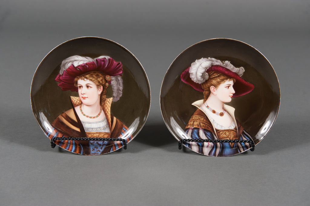 A Pair of 19th Century Vienna Hand Painted Porcelain Portrait Plates