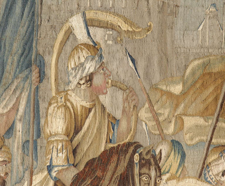 Large 17th Century Flemish Tapestry Titled "Battle over Jerusalem"