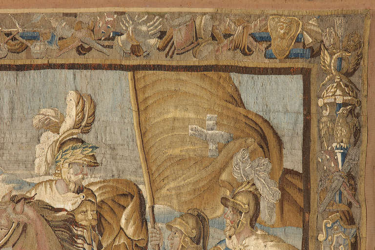 Large 17th Century Flemish Tapestry Titled "Battle over Jerusalem"