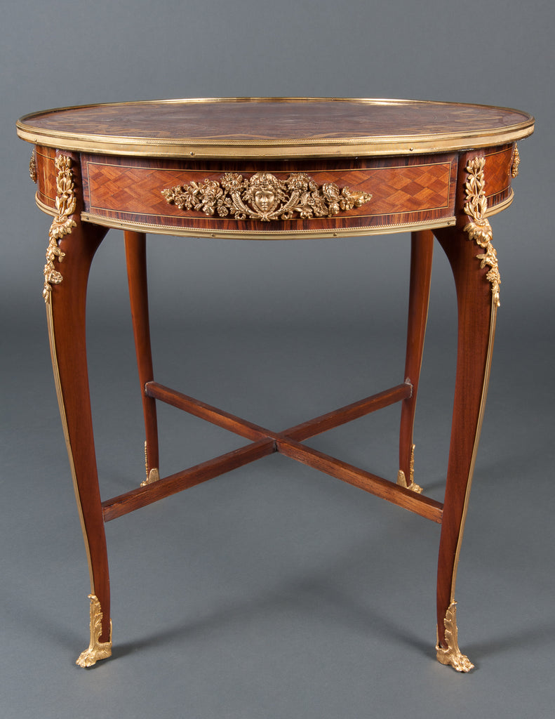 French Marquetry Center Table attributed to Francois Linke