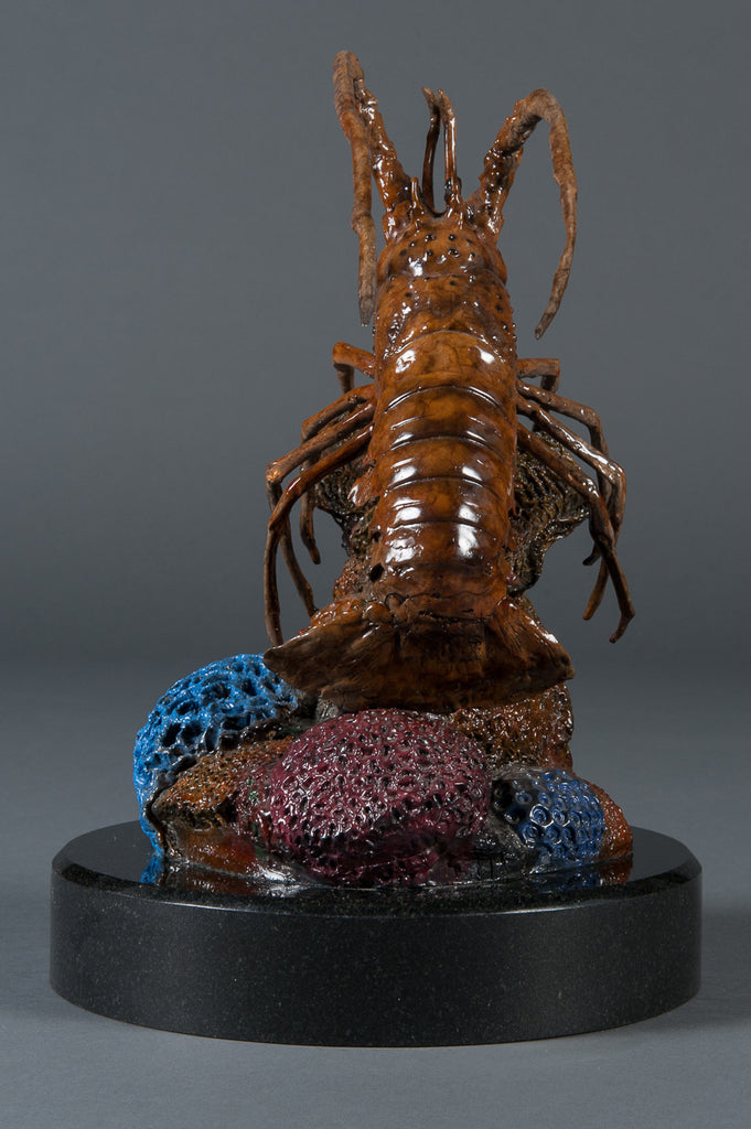 A Signed Contemporary Bronze Floridian Lobster Sculpture