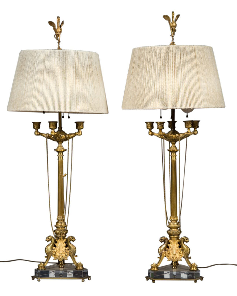 Pair of 19th Century French Gilt Bronze Candelabras / lamps