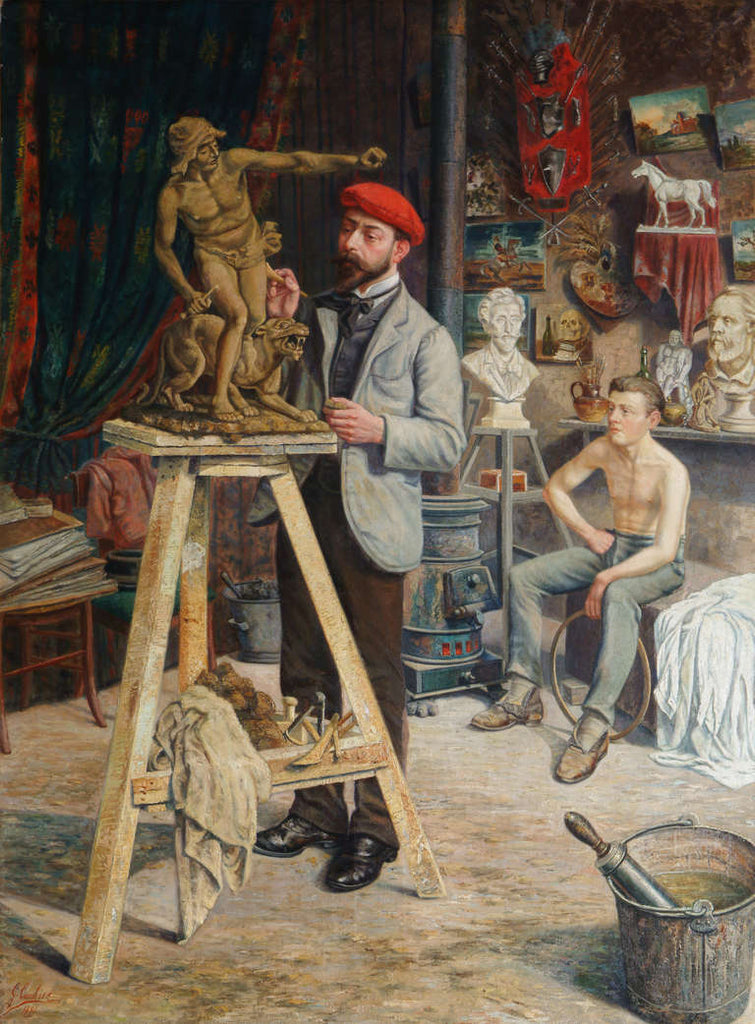 Large Oil on Canvas by Louis Gustave Cambier