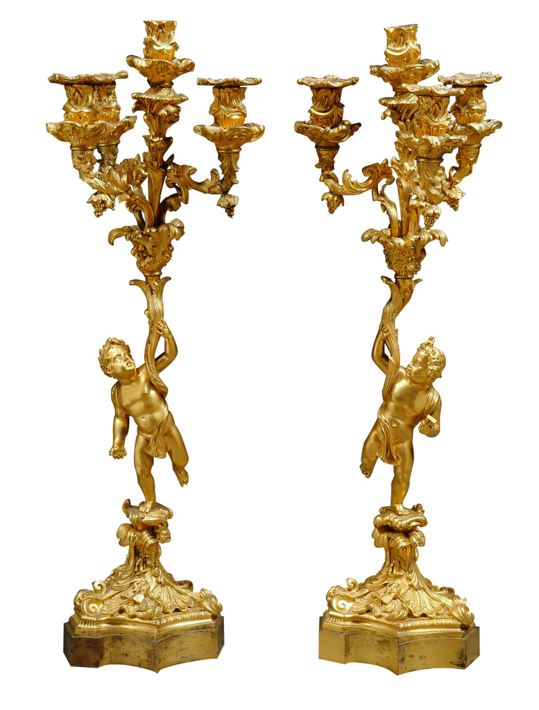 A Pair of Antique  Ormolu figural Candelabras