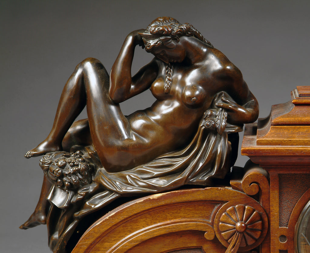 FRENCH CARVED WOOD AND BRONZE MOUNTED MANTEL CLOCK BY VICTOR PAILLARD, 19TH CENTURY