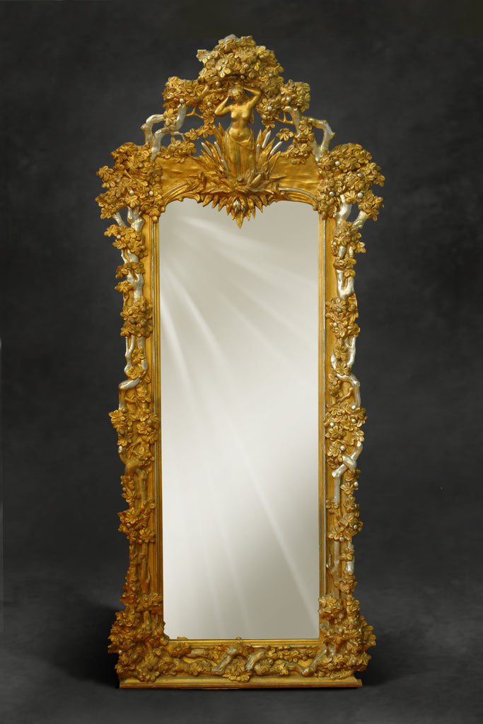 Large French silvered and giltwood pier mirror