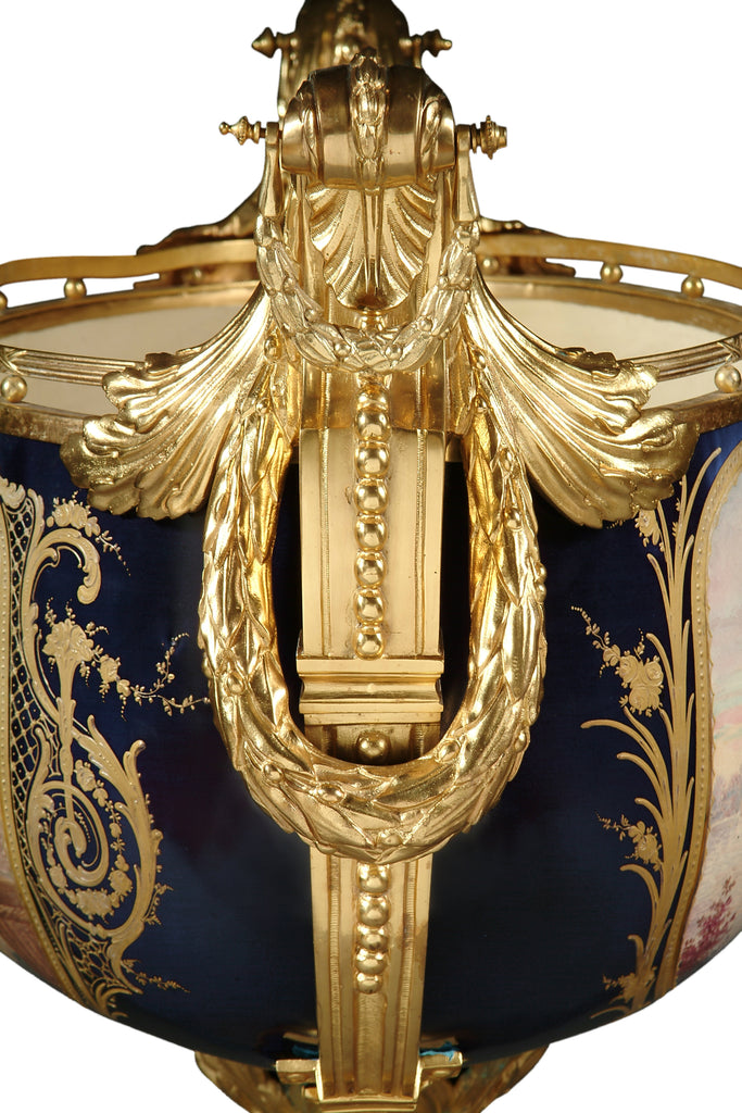 Monumental French Sevres Style Cobalt Blue Centerpiece