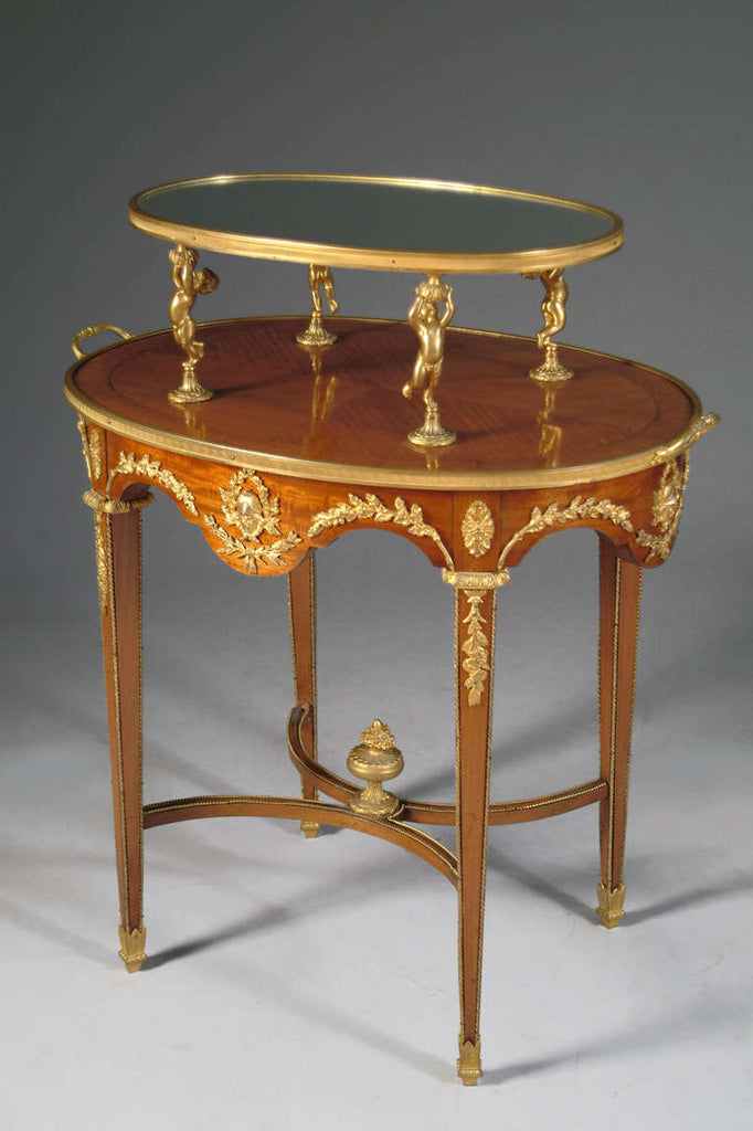 French Louis XVI Style Ormolu Mounted Two-Tier Tea Table