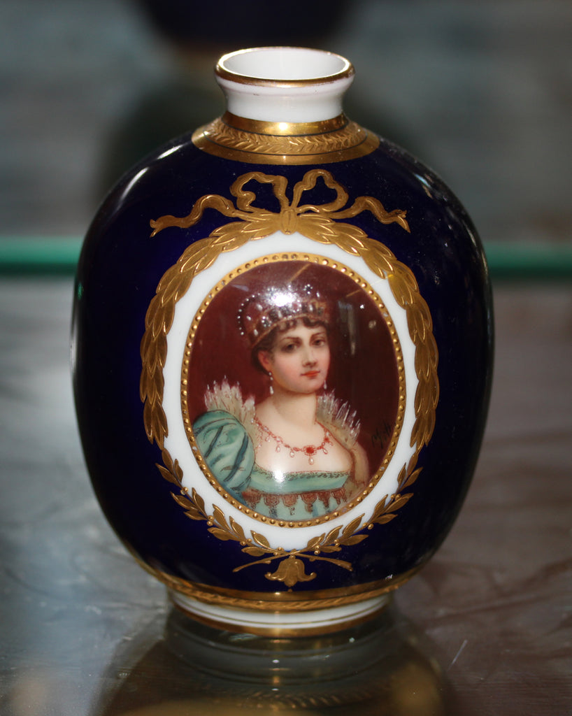 An Antique Austrian 19 Century Royal Vienna Portrait Vase