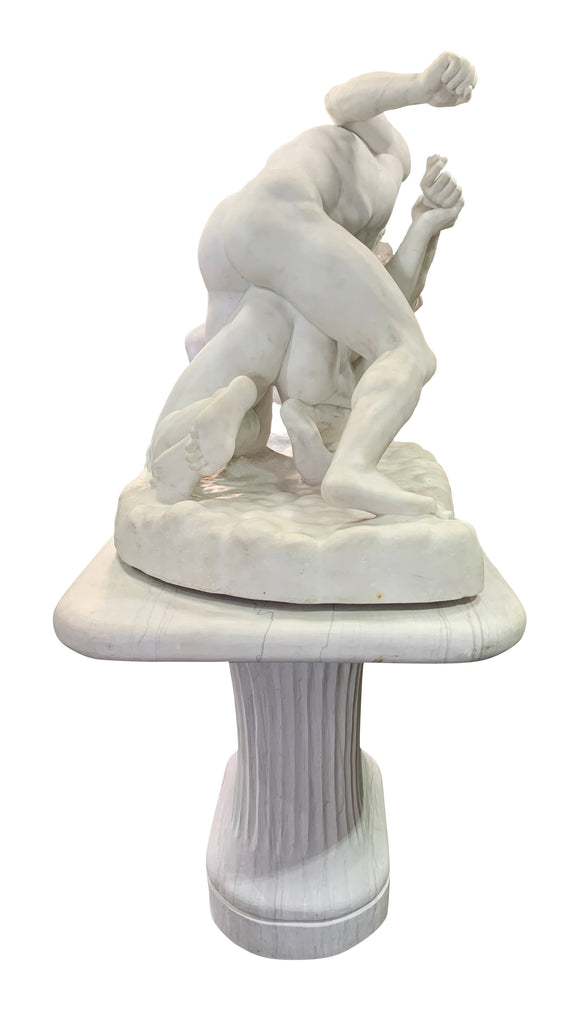 Lifesize carved marble Sculpture, 'The Wrestlers'