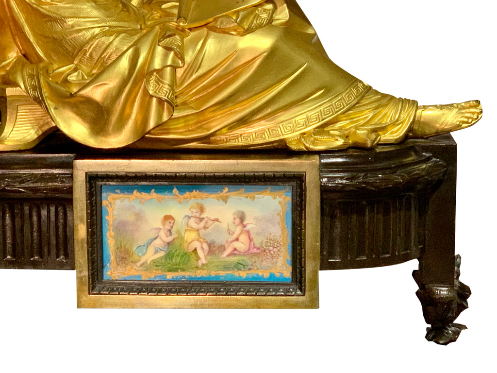 FRENCH SEVRES STYLE ORMOLU MOUNTED FIGURAL CLOCK, 19TH CENTURY