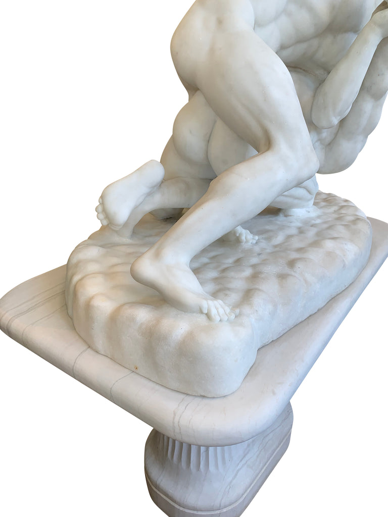Lifesize carved marble Sculpture, 'The Wrestlers'