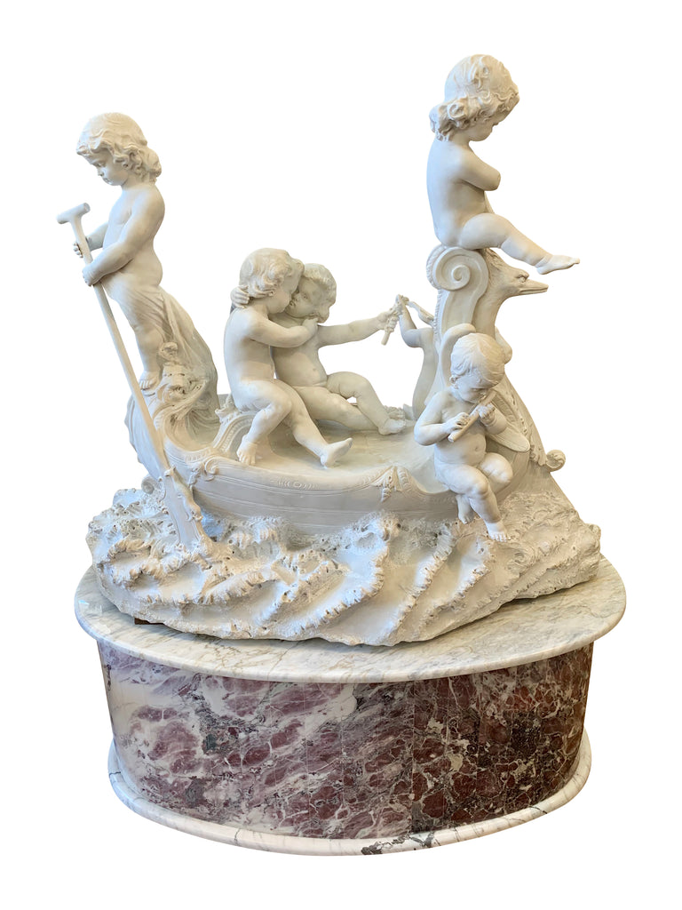 Large 19th century marble group,  'The Love Boat'