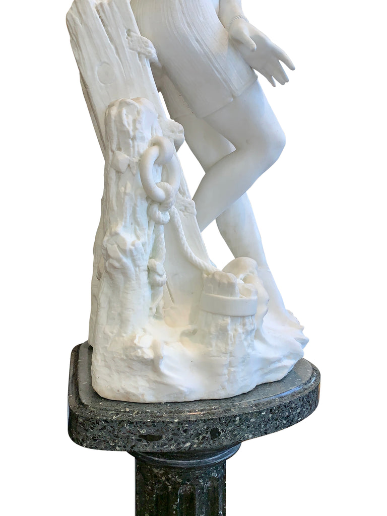 Marble figure by Emilio Fiaschi - 'Testing the waters'