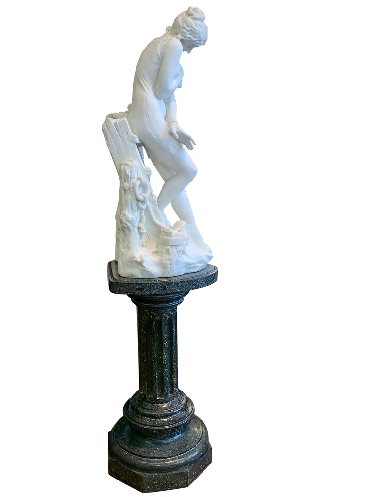 Marble figure by Emilio Fiaschi - 'Testing the waters'