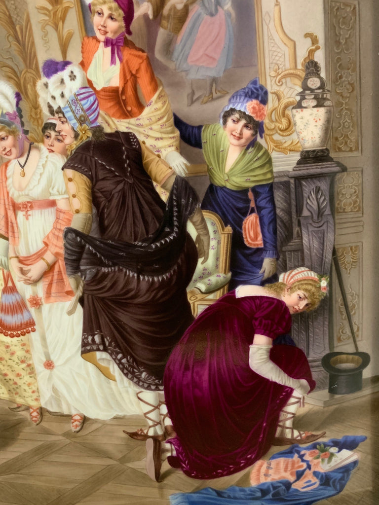 A Large Berlin KPM Porcelain Plaque - "The Dancing Lesson of Our Grandmother"