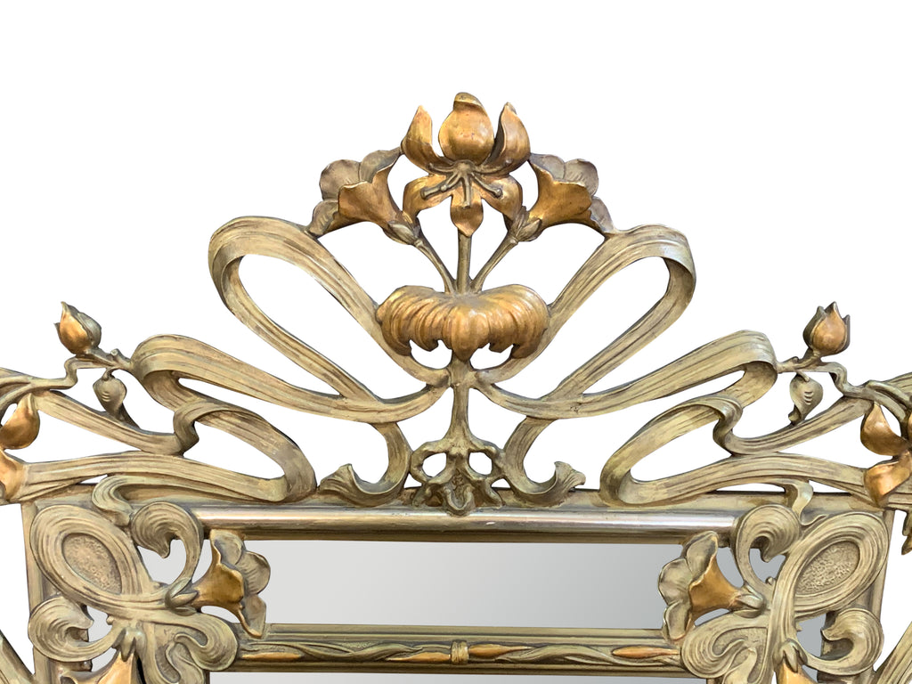 French Art Nouveau carved giltwood Mirror