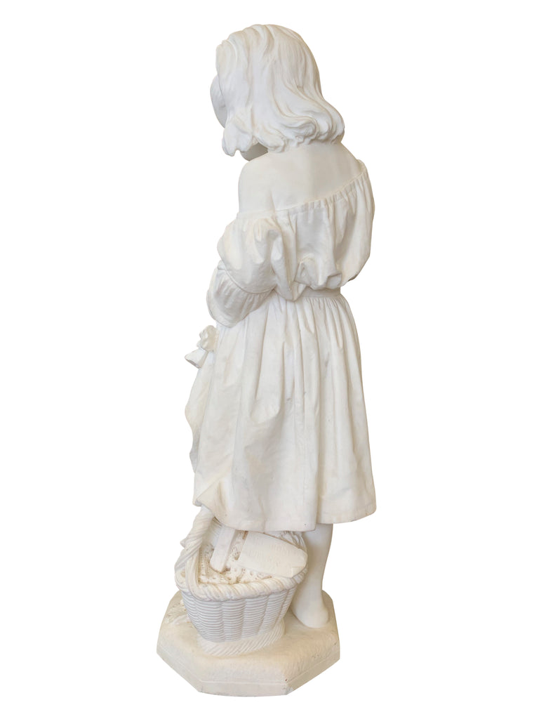 Marble figure of a young girl by Emanuele Caroni