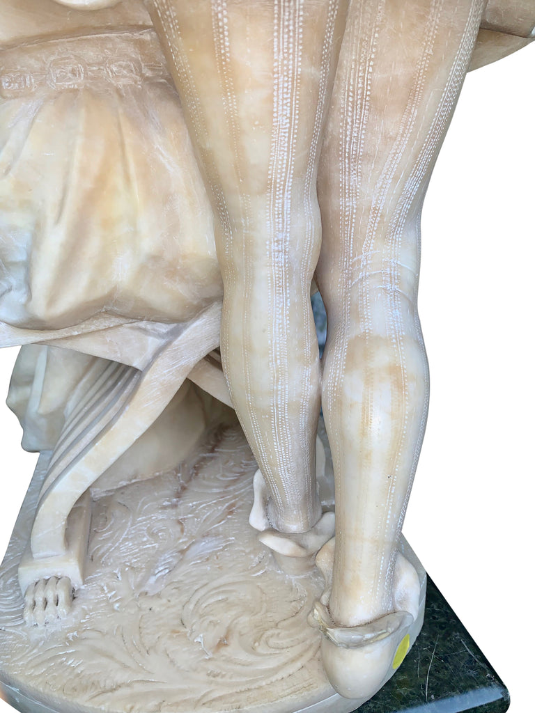 Alabaster group of lovers with pedestal