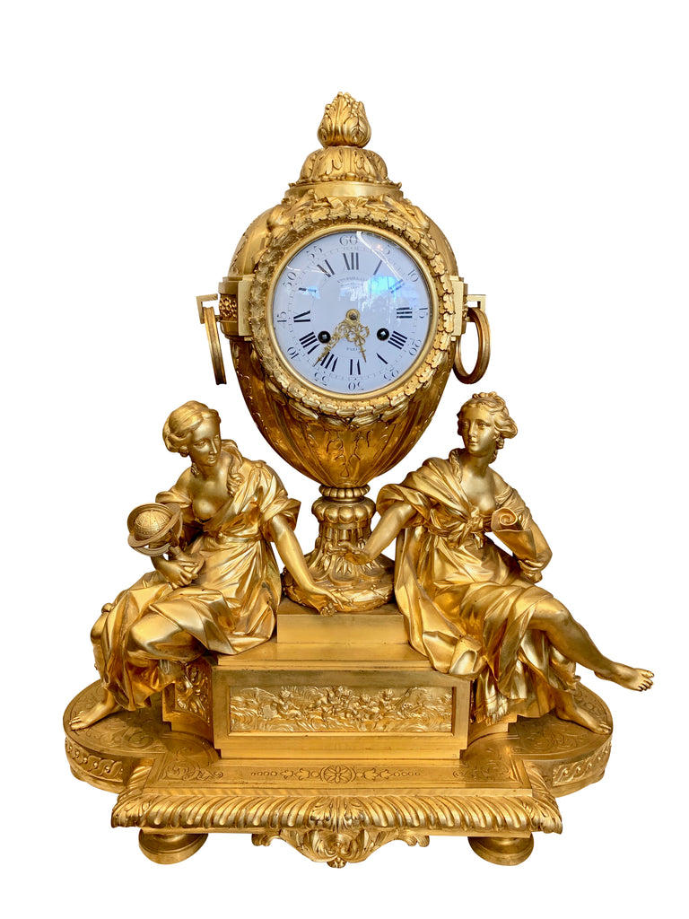 AN EXCEPTIONAL FRENCH ORMOLU BRONZE MANTEL CLOCK BY VICTOR PAILLARD