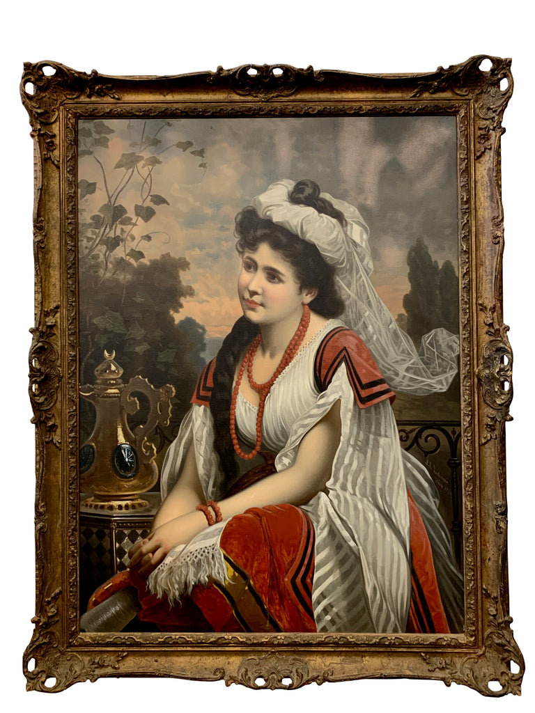 POLISH ANTIQUE OIL ON CANVAS DEPICTING A CLASSICAL LADY BY MARCEL ZADORECKI