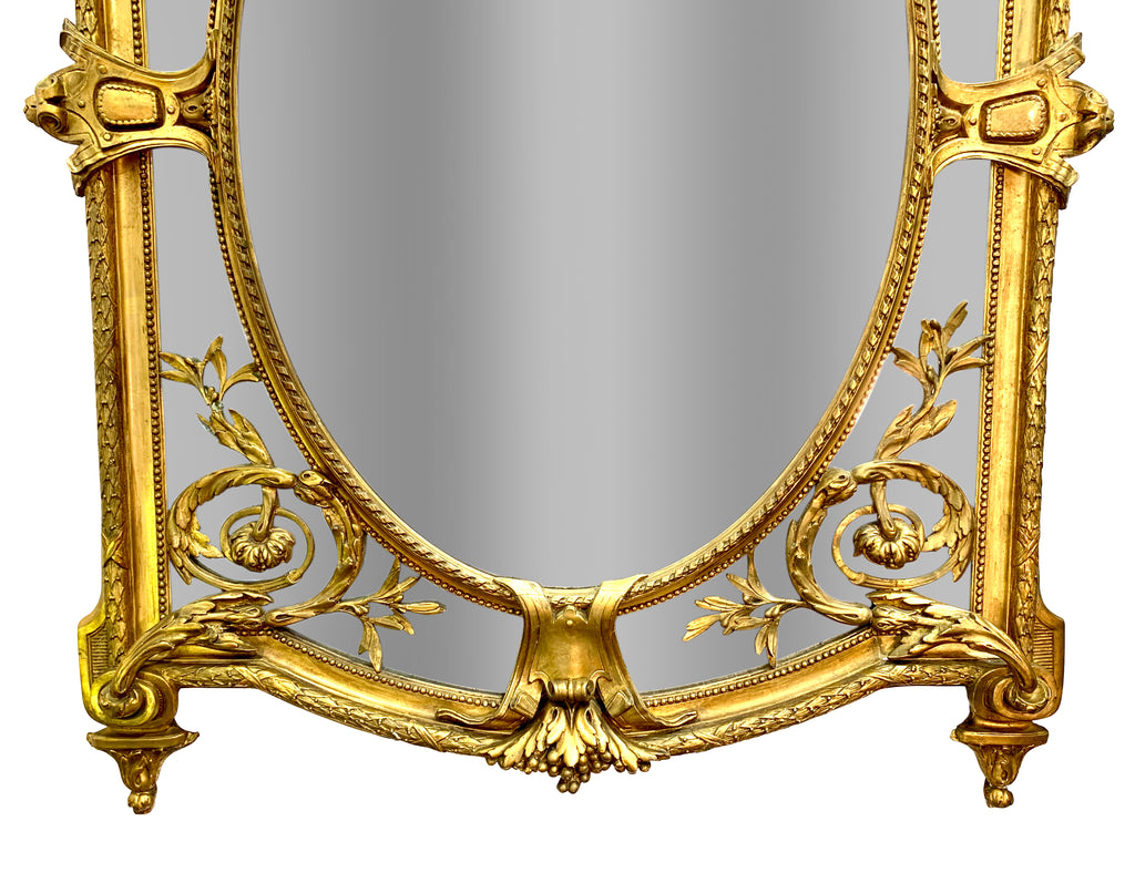 19th century French giltwood and gesso figural mirror